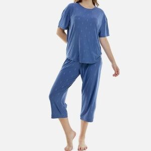 Roudelain Women's 2-Pc. Cropped Anchor-Print Pajamas Set - Little Anchors